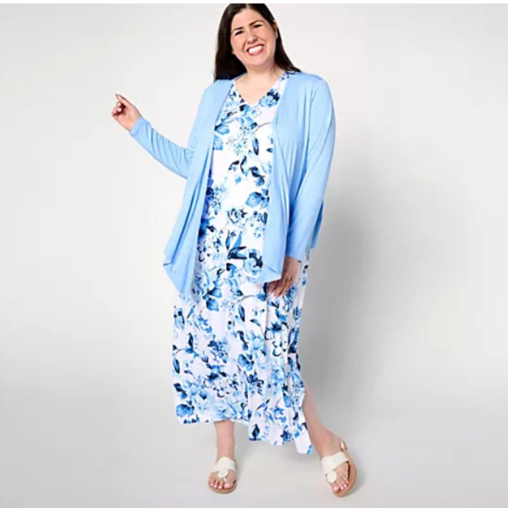 Belle by Kim Gravel Tall Better Together Dress and Shrug Set-Indigo Rose-1XT